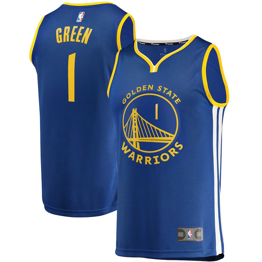 Men Golden State Warriors #1 Draymond Green Fanatics Branded Blue 2022-23 Fast Break Replica Player NBA Jersey